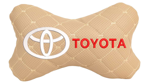Фото - Автомобільна подушка на підголівник EVAtech ECO 27х16 см Toyota бежева з бежевою ниткою SPCRIIV031