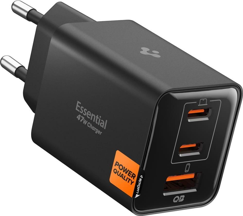 Мережевий зарядний пристрій Spigen Essential 47W Wall Charger 2Type-C + 1Type-A EE473EU black (ACH09465)