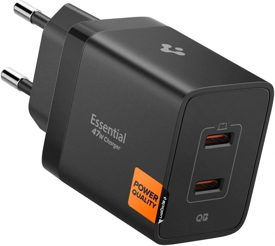 Мережевий зарядний пристрій Spigen Essential 47W Wall Charger 2Type-C EE472EU black (ACH09457)