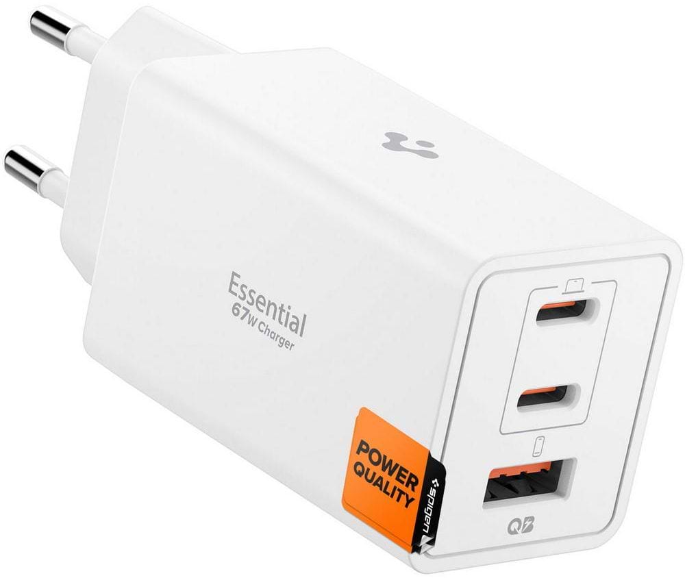 Мережевий зарядний пристрій Spigen Essential 67W Wall Charger 2Type-C+1Type-A EE673EU white (ACH08710)