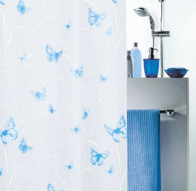 Шторка для ванной комнаты Spirella Butterfly pvc 180х200 голубая (10.28191)