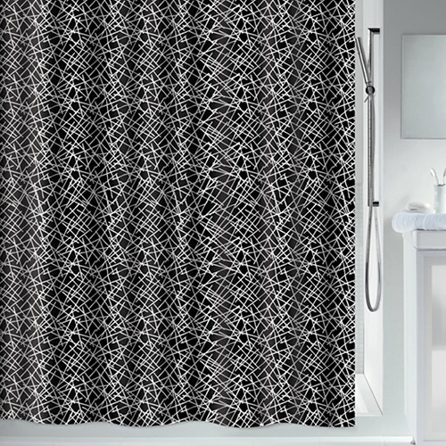Шторка для ванной комнаты Spirella polyester LINES 180x200 см Black (10.20609)