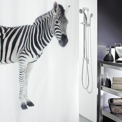 Шторка для ванной комнаты Spirella ZEBRA polyester 180х200 Black (10.11554)