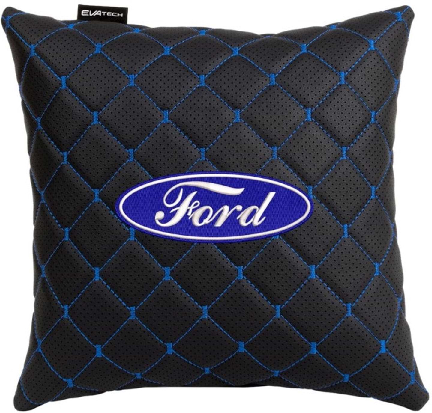 Автомобильная подушка EVAtech ECO Ford черная с синей нитью (SPSCSBLV010)