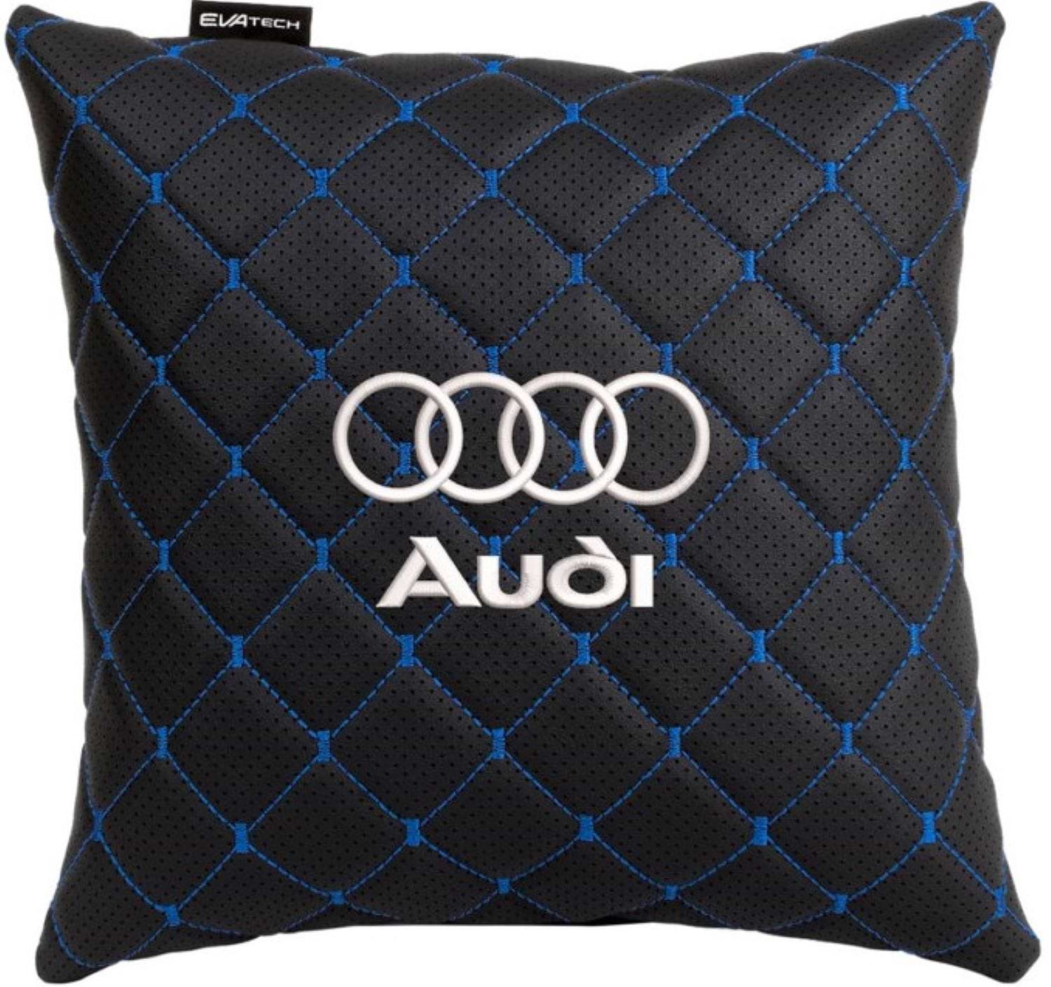 Автомобильная подушка EVAtech ECO Audi черная с синей нитью (SPSCSBLV095)