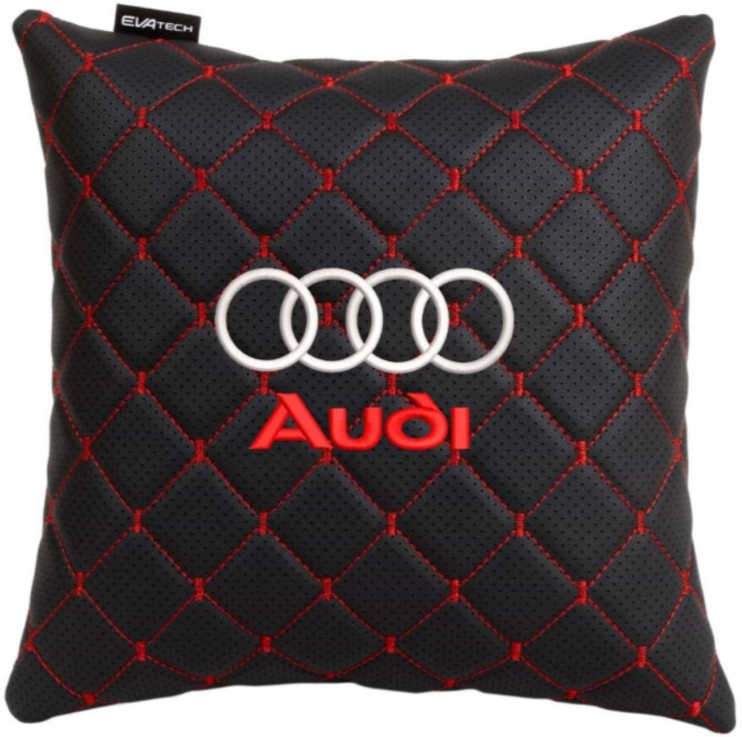 Автомобильная подушка EVAtech ECO Audi черная с красной нитью (SPSCSBRV003)
