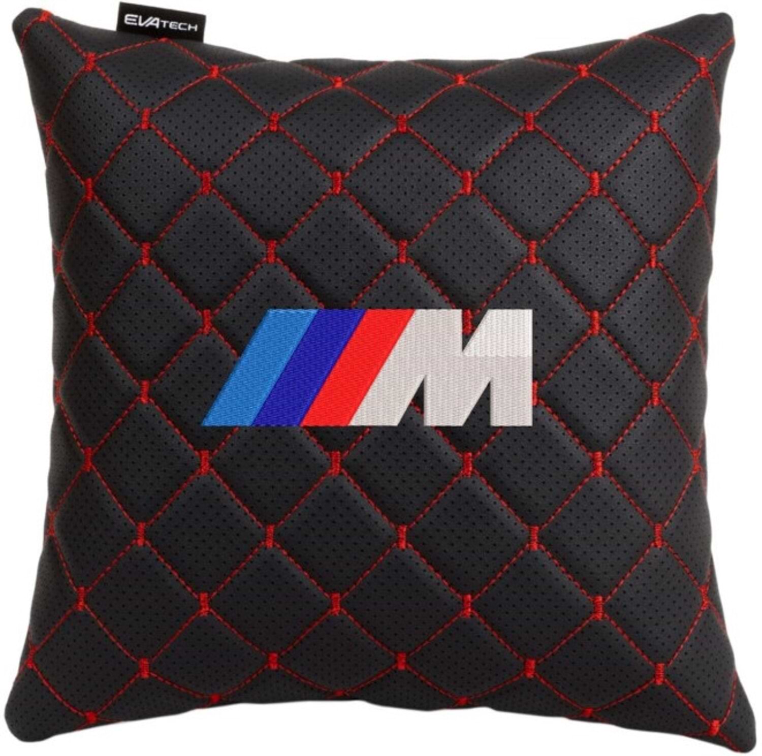 Автомобильная подушка EVAtech ECO BMW M черная с красной нитью (SPSCSBRV006)