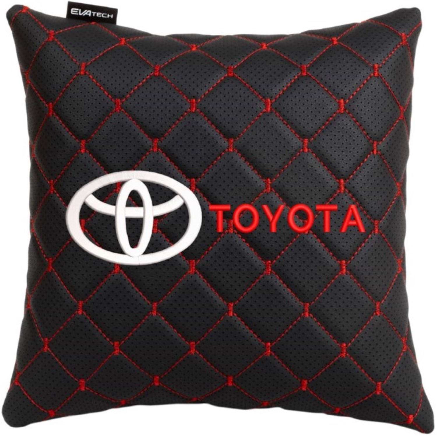Автомобильная подушка EVAtech ECO Toyota черная с красной нитью (SPSCSBRV031)