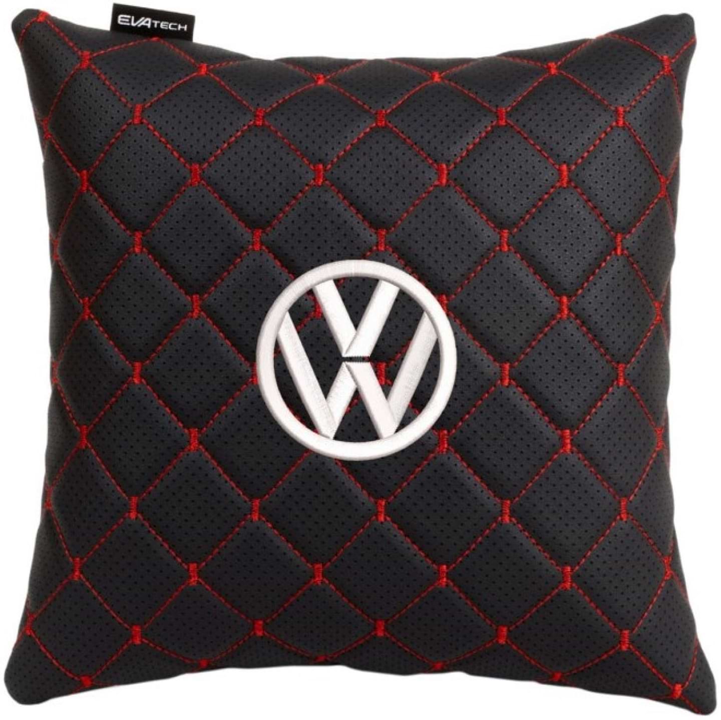 Автомобильная подушка EVAtech ECO Volkswagen черная с красной нитью (SPSCSBRV032)