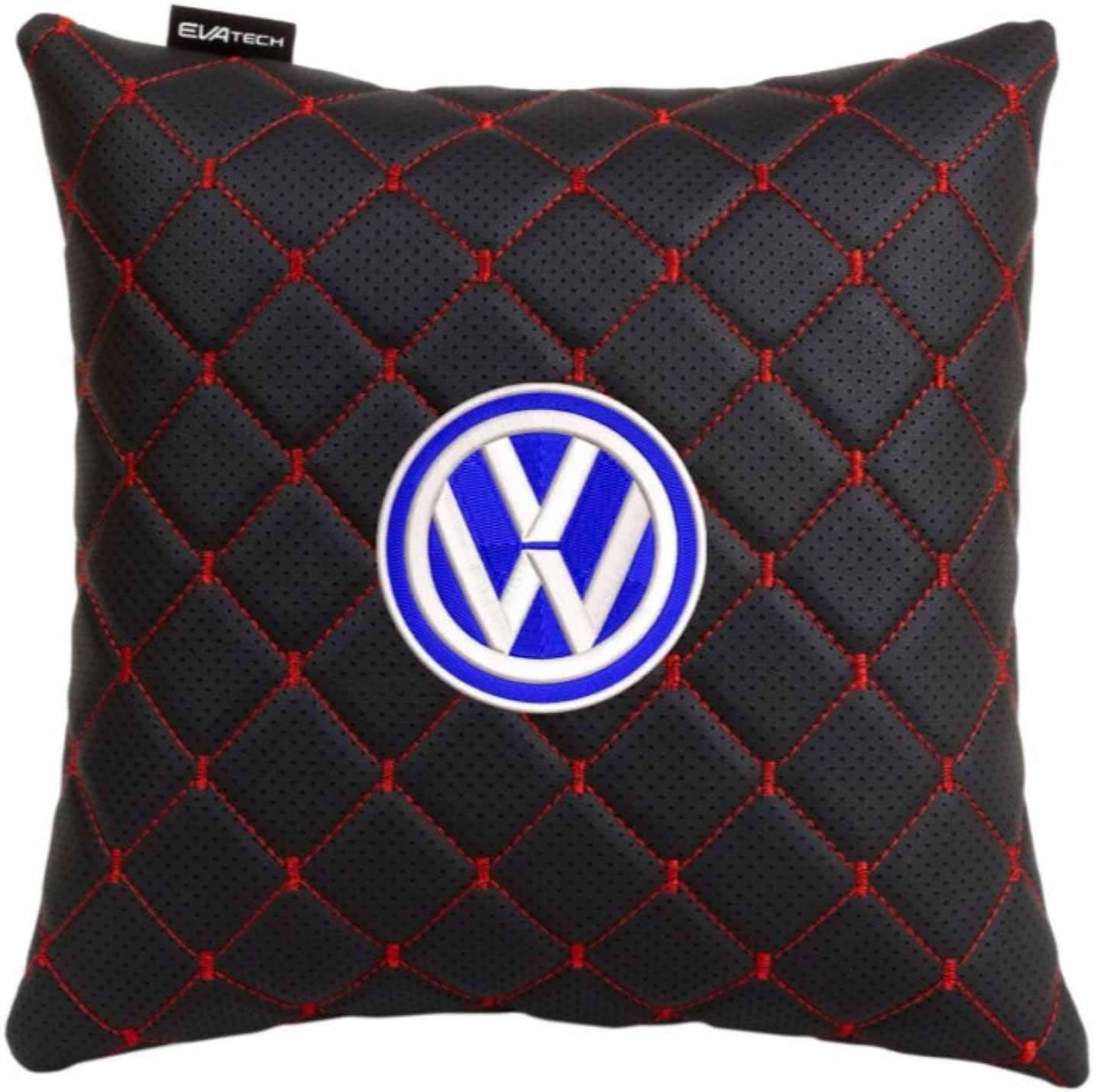 Автомобильная подушка EVAtech ECO Volkswagen черная с красной нитью (SPSCSBRV033)