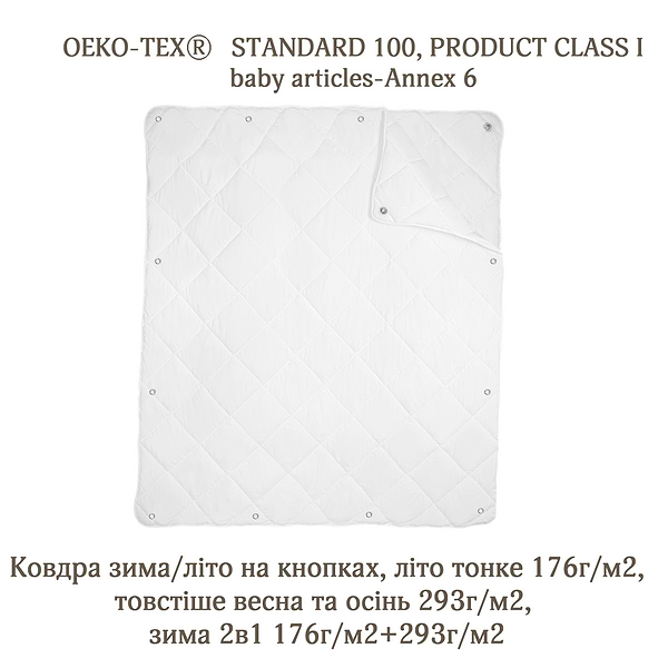 Фото - Одеяло всесезонное двуспальное Interscalit 4 сезона 172х205 двойная на кнопках (SQ01236)