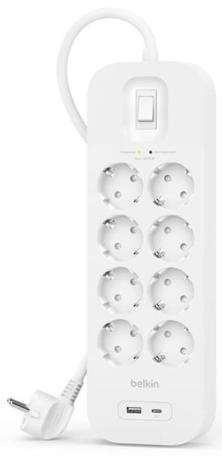 Фото - Мережевий фільтр Belkin 8хType F USB-A/USB-C 18Вт 2 м White (SRB003VF2M-V2)