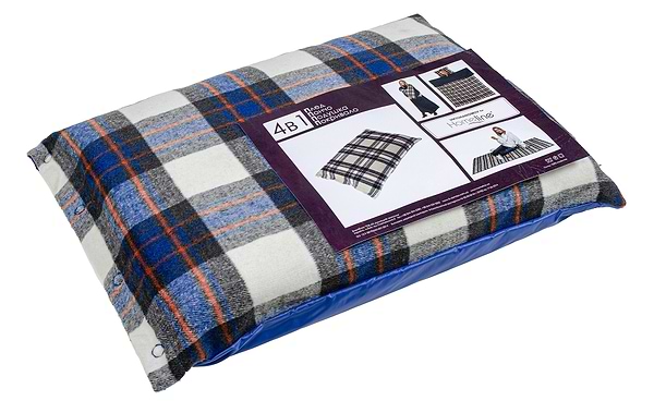 Фото - Плед полуторный Home Line 4 в 1 клетка синяя (145268)