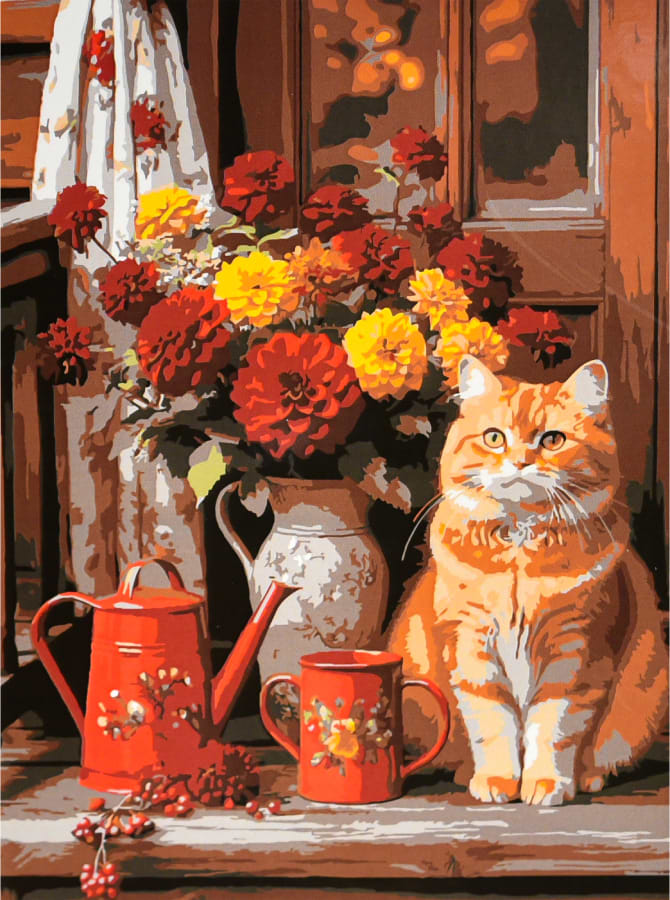 Фото - Картина по номерам Strateg Тепло на подоконнике 30х40 (SS-1336)