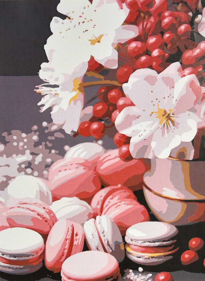 Картина по номерам Strateg Десерт среди лепестков 30х40 (SS-1338)