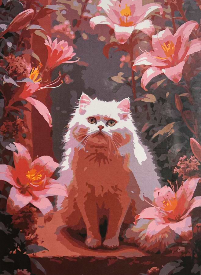 Картина по номерам Strateg Кот в лепестках 30х40 (SS-1368)