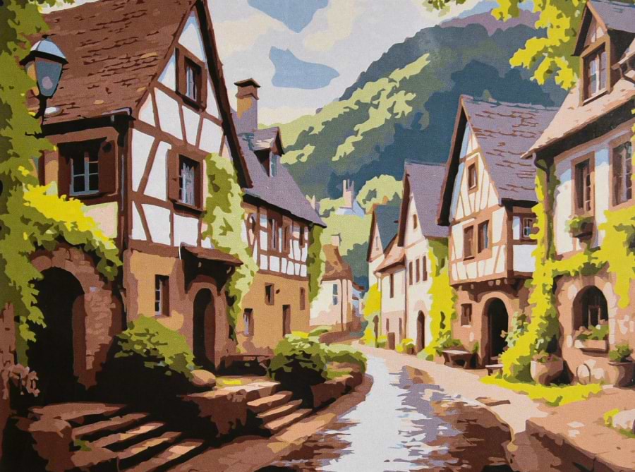 Картина по номерам Strateg Уютный городок 30х40 (SS-1369)