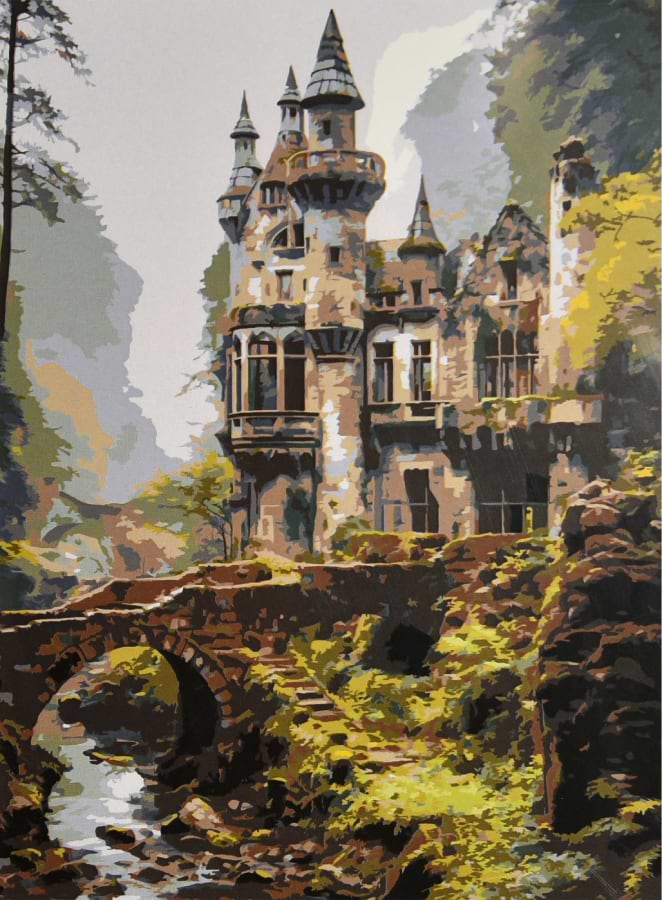 Фото - Картина по номерам Strateg Замок над ручьем 30х40 (SS-1373)