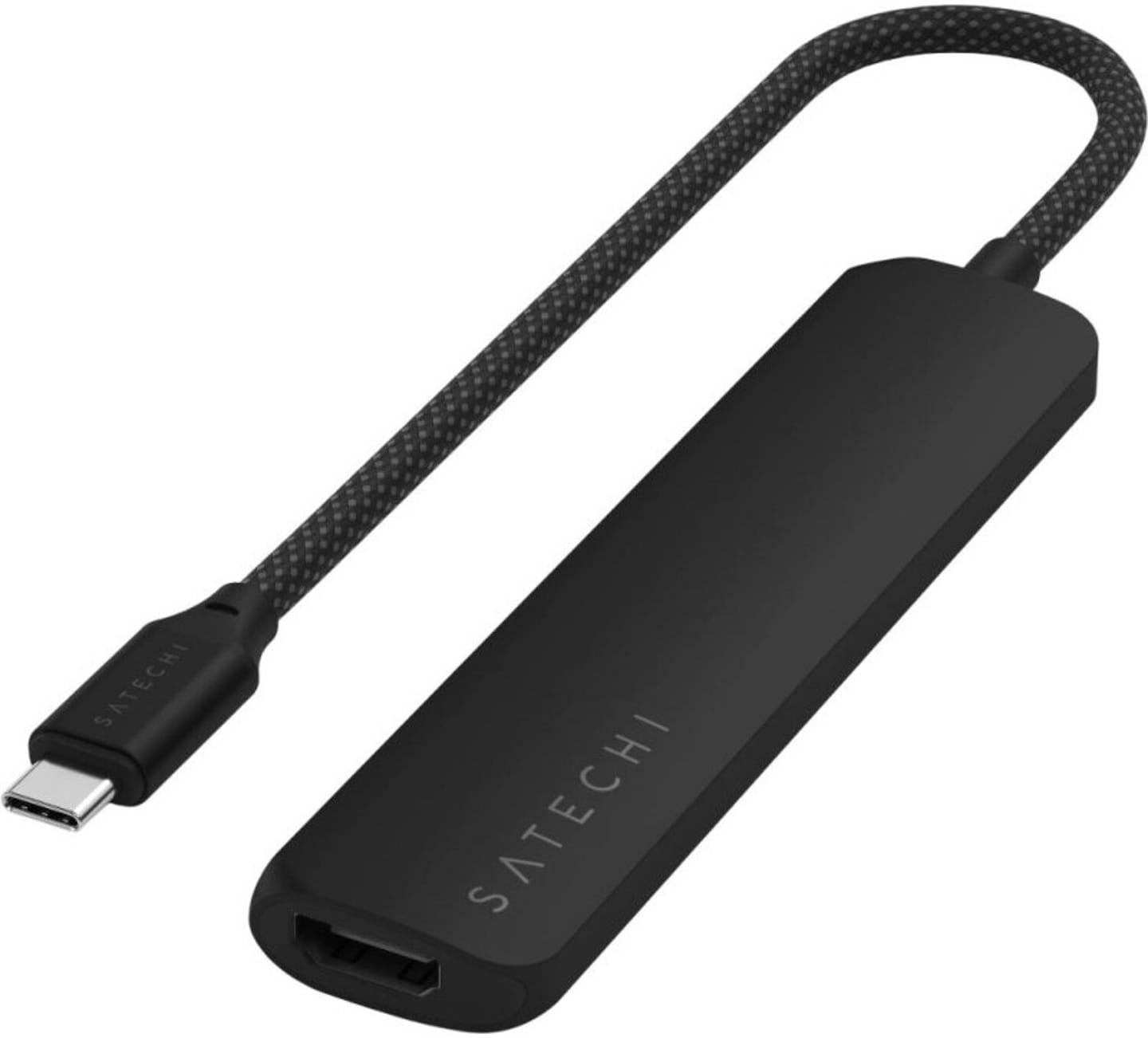 Хаб USB Satechi 6-in-1 USB-C Slim Multiport Adapter 4K Black (ST-P6SK) - Фото 1