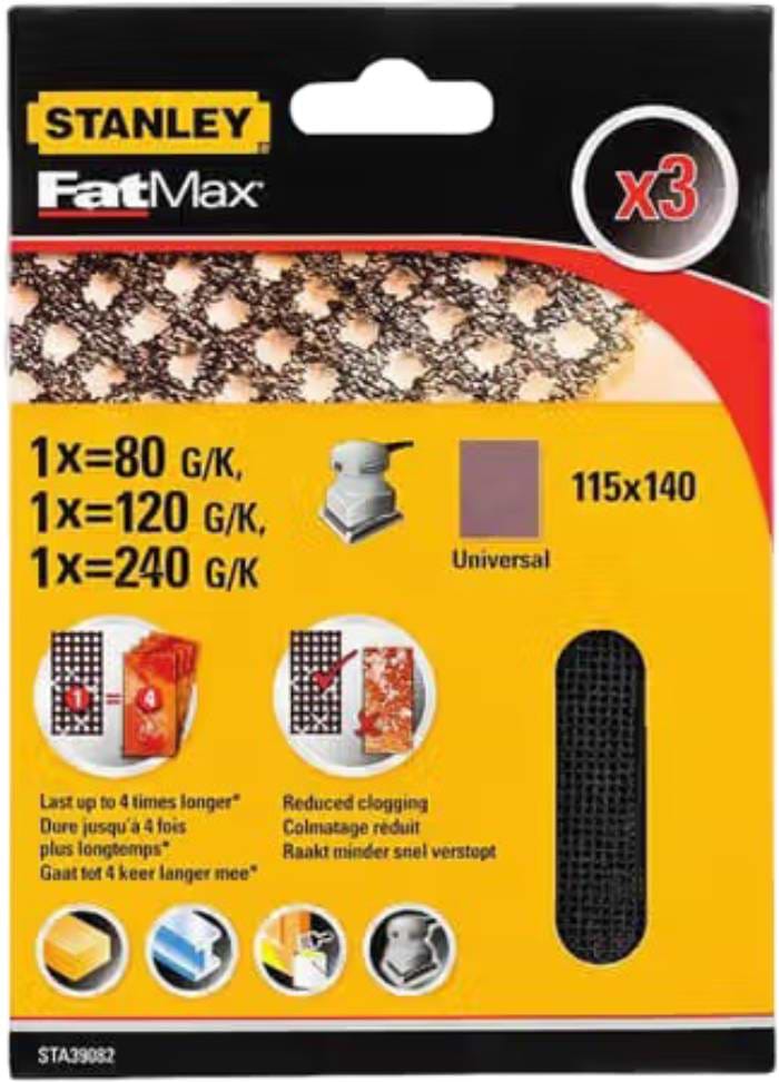 Сітка шліфувальна Stanley 115х140 мм (STA39082)