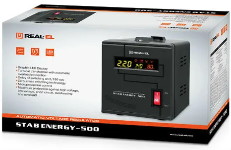 Фото - Стабілізатор напруги REAL-EL STAB ENERGY-500