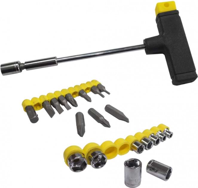 Викрутка зі змінними бітами Сталь Т-образная с комплектом насадок 21 в 1 (49045)