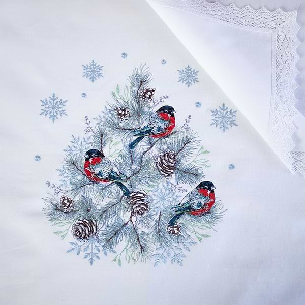 Фото - Салфетка для сервировки Едельвіка Снегири 80х80 (316-24/09)