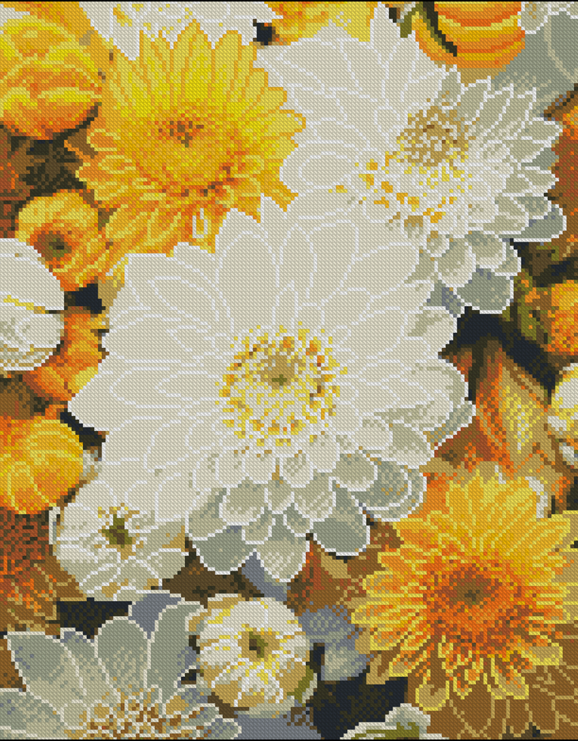 Алмазний живопис Strateg Жовто-білі айстри 40х50 (FZ4050-02)