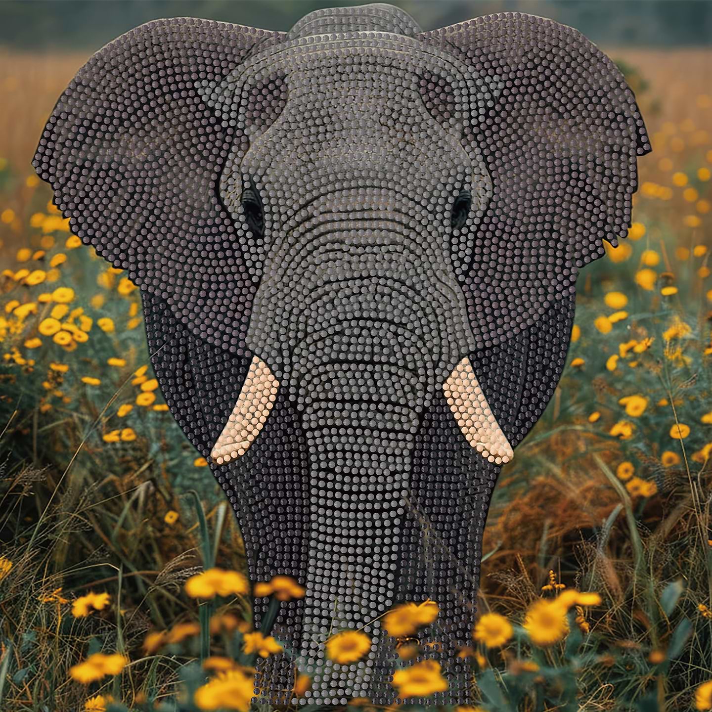 Алмазная живопись Strateg Слон в саване 30х30 (YJB3030-03)