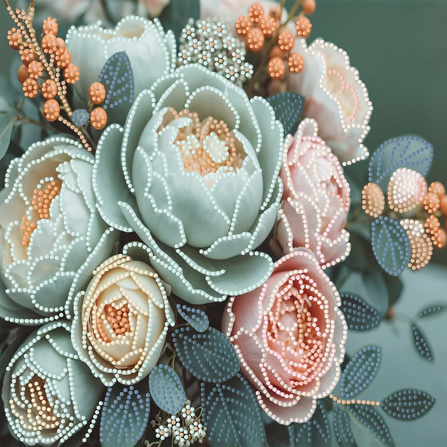 Алмазная живопись Strateg Нежные пионы 30х30 (YJB3030-06)