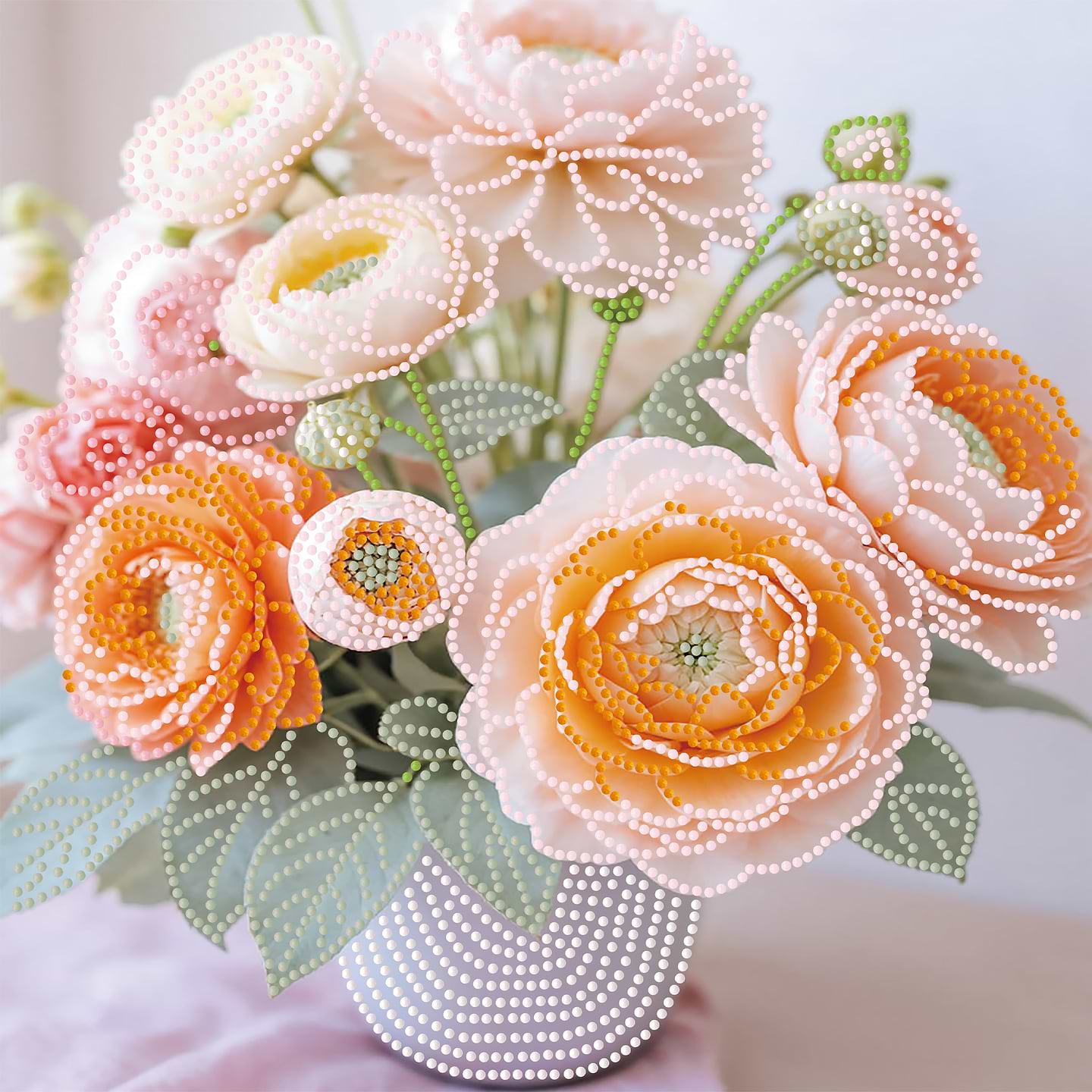 Алмазная живопись Strateg Цветы персиковые 30х30 (YJB3030-18)