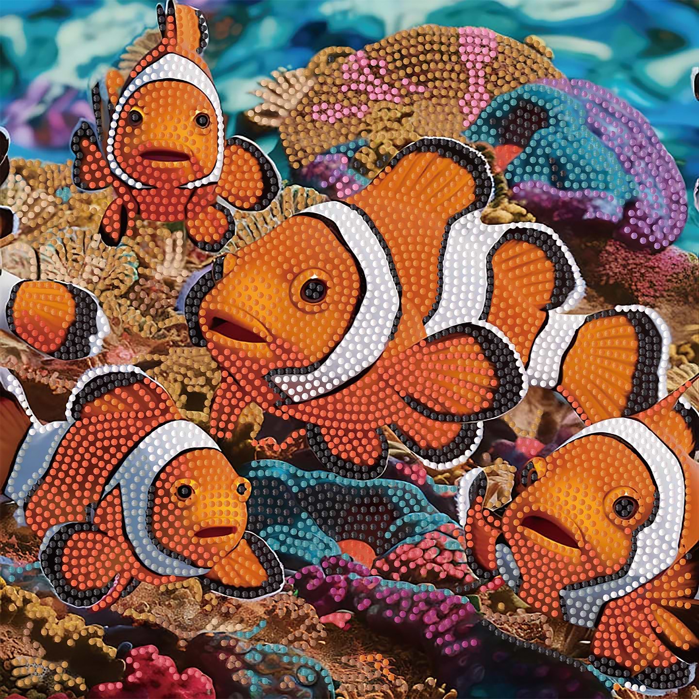 Алмазная живопись Strateg Морские рыбы 30х30 (YJB3030-23)
