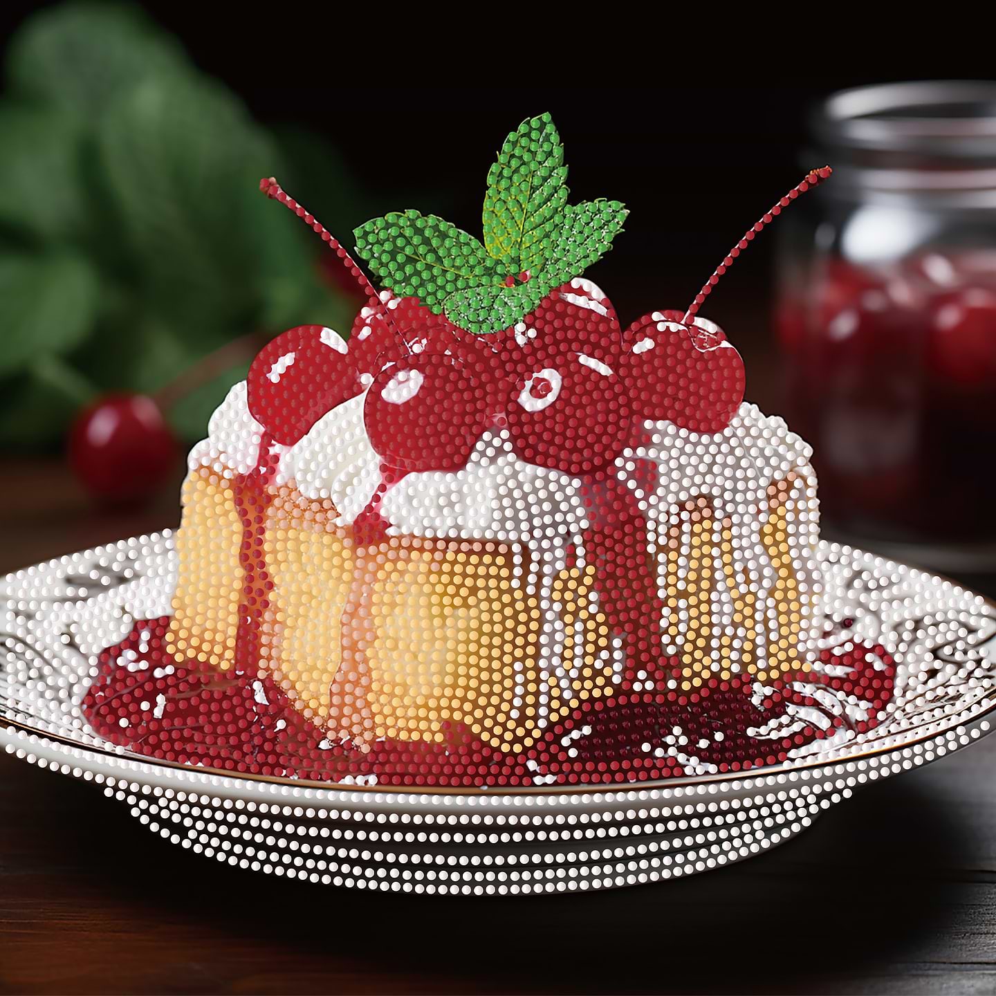 Алмазная живопись Strateg Бисквит с вишней 30х30 (YJB 3030-22)