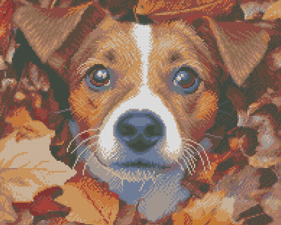 Алмазний живопис Strateg Пес у листях 40х50 (FZ4050-05)