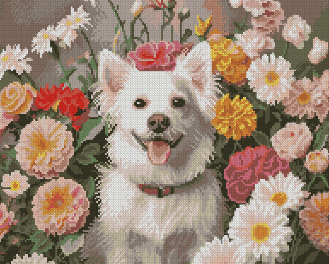 Алмазний живопис Strateg Білий пес 40х50 (FZ4050-13)