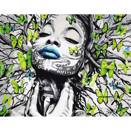 Картина за номерами Strateg Метелики біля обличчя 40х50 см (SS6479)