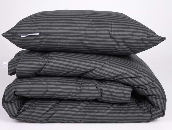 Фото - Ковдра демісезонна полуторна MirSon антиалергенна №164 Сolor Fun Line 17-0611 Stripe Black з евкаліптовим волокном 155х215 + нав. 2 шт. (2200010859430)