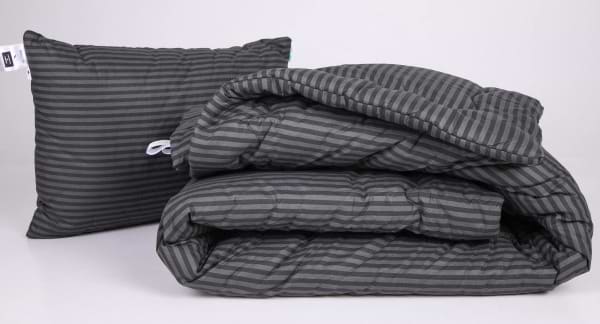 Фото - Ковдра демісезонна полуторна MirSon антиалергенна №164 Сolor Fun Line 17-0611 Stripe Black з евкаліптовим волокном 155х215 + нав. 2 шт. (2200010859430)