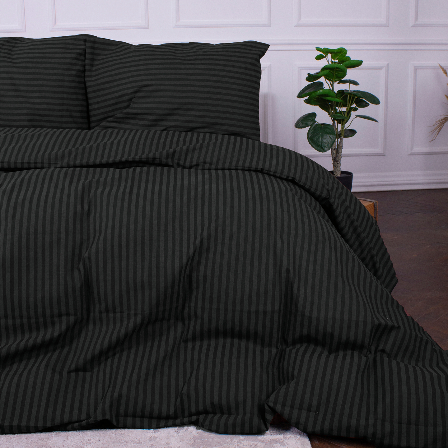 Комплект постільної білизни MirSon Ranforce Elite 17-0611 Stripe Black 143х210 (2200008199616) - Фото 1