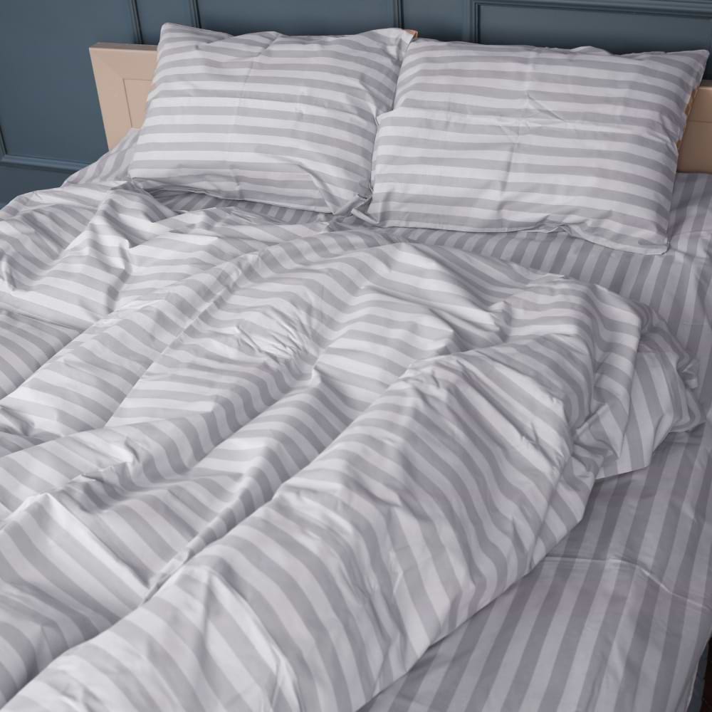 Комплект постельного белья MirSon 160 x 220 17-0600 Stripe White Gray Бязь (2200008048136)