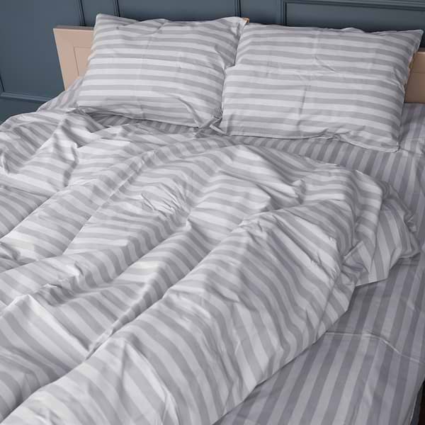 Фото - Комплект постельного белья MirSon 160 x 220 17-0600 Stripe White Gray Бязь (2200008048136)