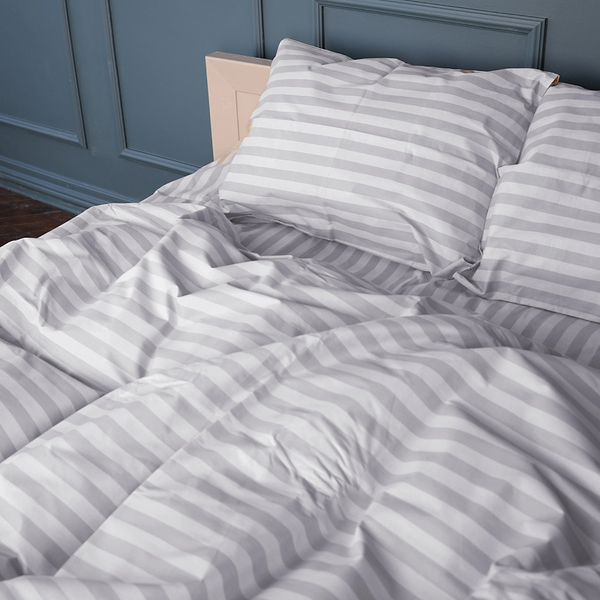 Фото - Комплект постельного белья MirSon 160 x 220 17-0600 Stripe White Gray Бязь (2200008048136)