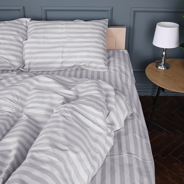 Фото - Комплект постельного белья MirSon 160 x 220 17-0600 Stripe White Gray Бязь (2200008048136)