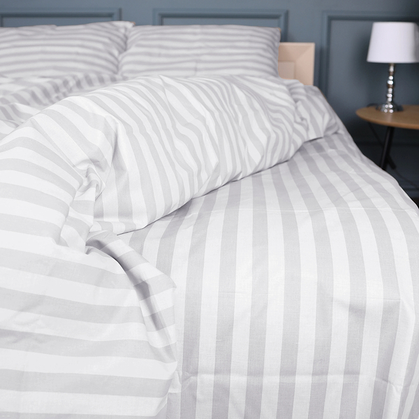 Фото - Комплект постельного белья MirSon 160 x 220 17-0600 Stripe White Gray Бязь (2200008048136)