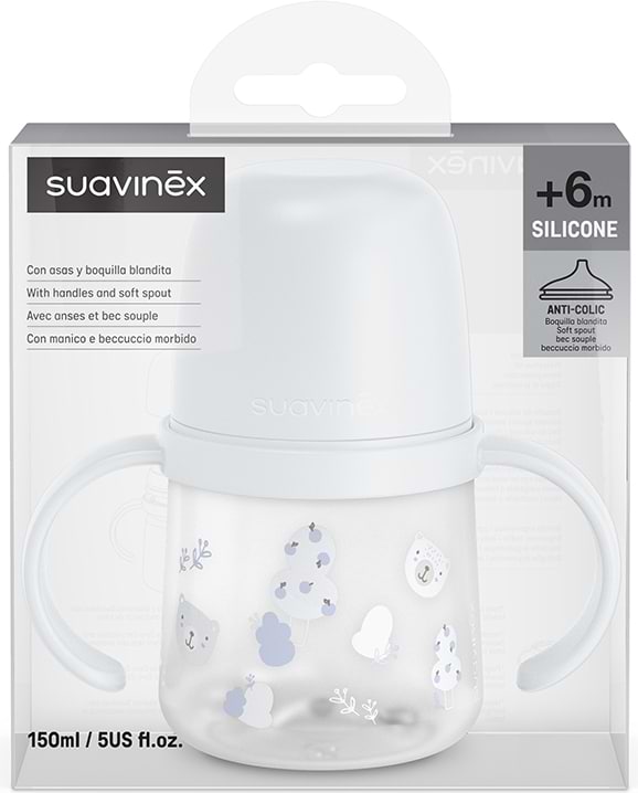 Фото - Поїльник-непроливайка дитячий Suavinex 150 мл +6 міс Wild & Free блакитна з малюнком (309543)