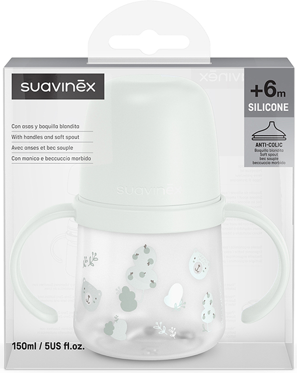 Фото - Поїльник-непроливайка дитячий Suavinex 150 мл +6 міс Wild & Free м'ятна з малюнком (309545)