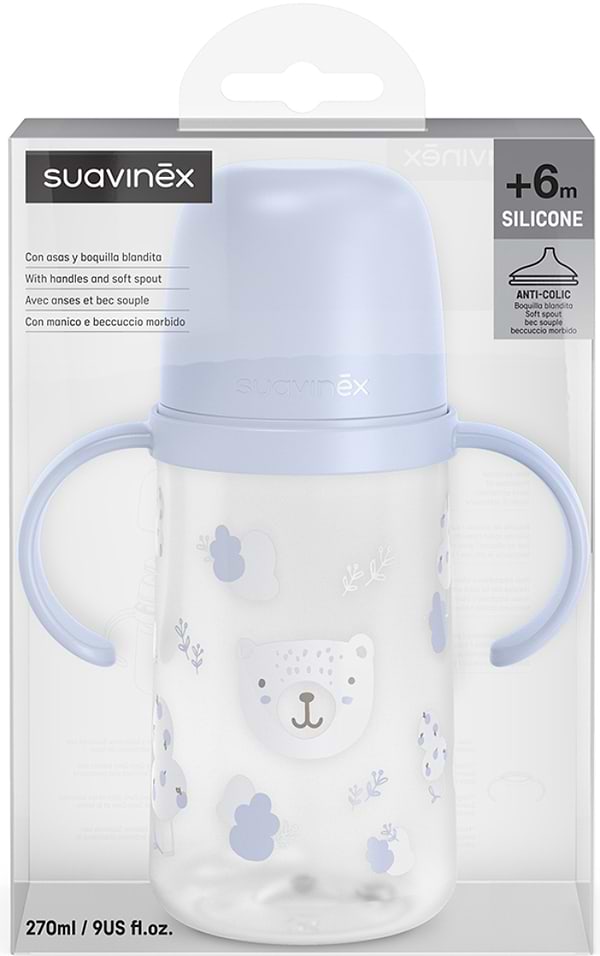 Фото - Поїльник-непроливайка дитячий Suavinex 270 мл +6 міс Wild & Free синя з малюнком (309546)