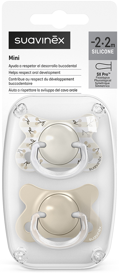 Фото - Анатомическая пустышка Suavinex Birdies белый с рисунком и бежевый 2 шт. (309090)