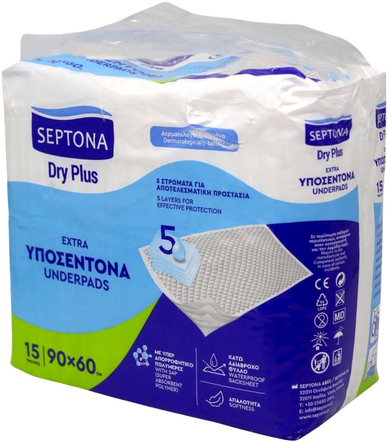 Одноразовая пеленка Septona Dry Plus Extra 60х90 15 шт. (SUPDPE6090)