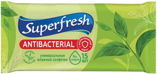 Салфетки гигиенические влажные Superfresh Antibacterial Green Tea 15 шт. (42216615)